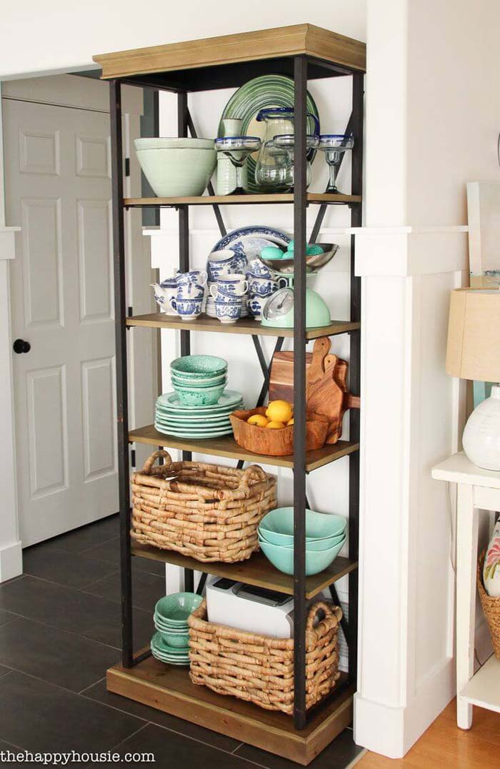 Rustic Industrial Floor to Ceiling Serving Shelf #diningroom #storage #decorhomeideas