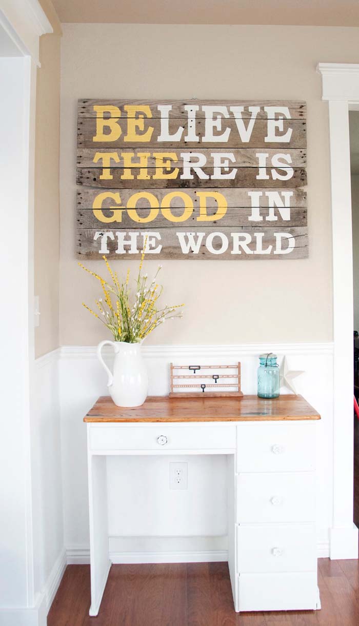 Inspirational Quote Wood Pallet Art #diy #pallet #sign #decorhomeideas