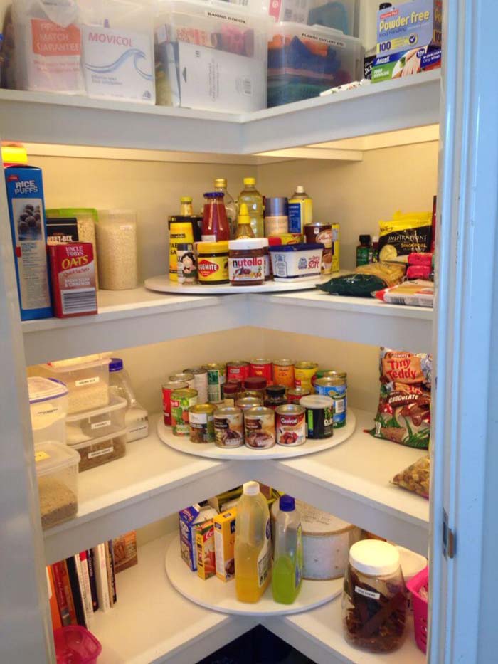 Lazy Susan In The Pantry #storage #corner #organization #decorhomeideas