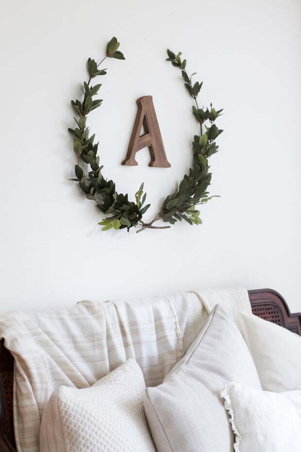 Lovely Myrtle Wreath with Initial Letter #rustic #livingroom #walldecor #decorhomeideas
