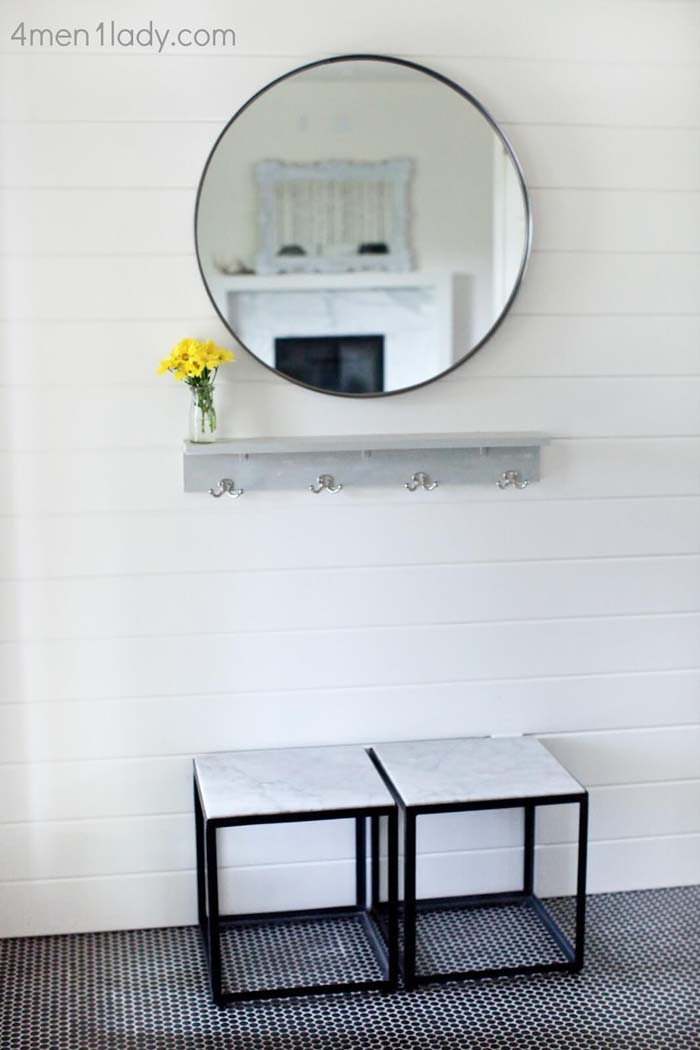 Marble and Tile Cosmopolitan Foyer with Mirror #farmhouse #entryway #decor #decorhomeideas