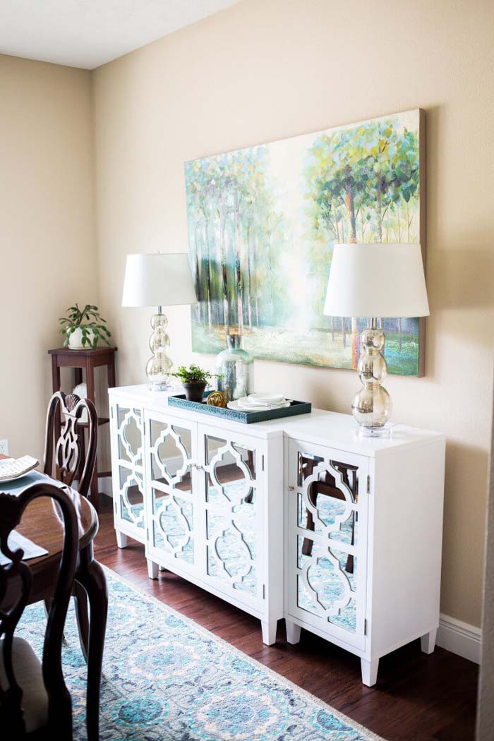 Mod and Mirrored Buffet Makeover #diningroom #storage #decorhomeideas