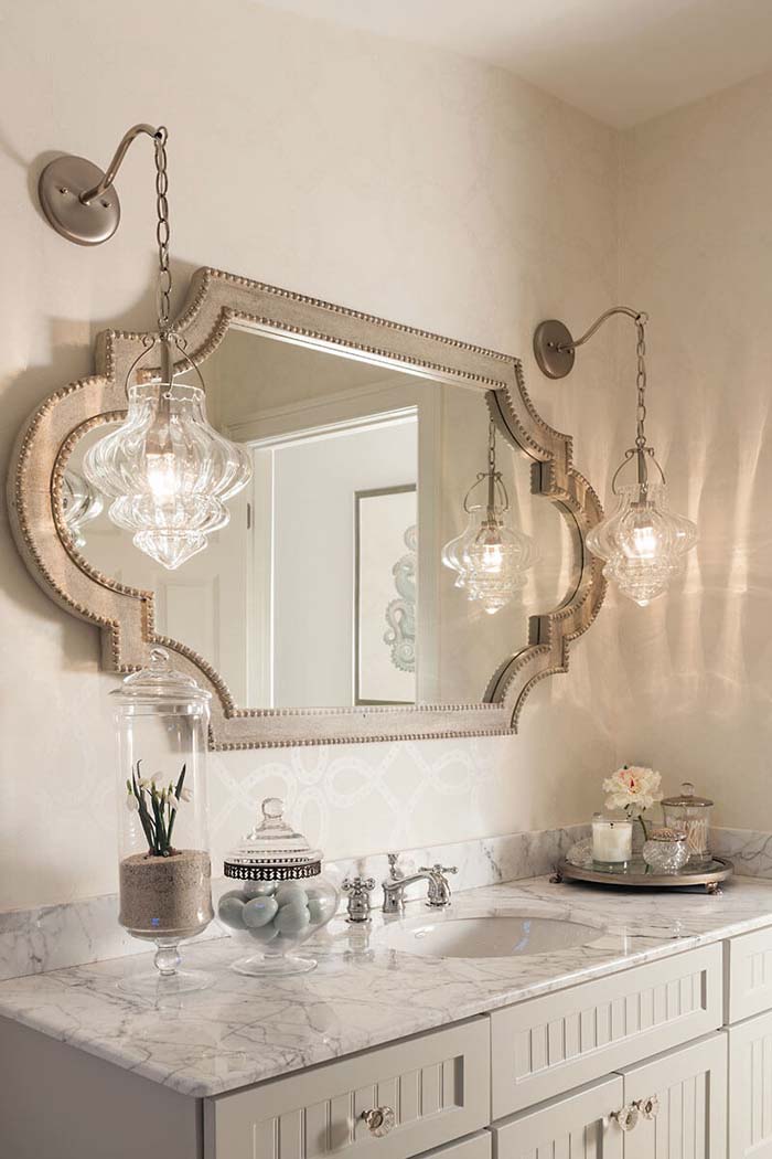 Moroccan Inspired Silver Bathroom Mirror #mirror #decoration #decorhomeideas