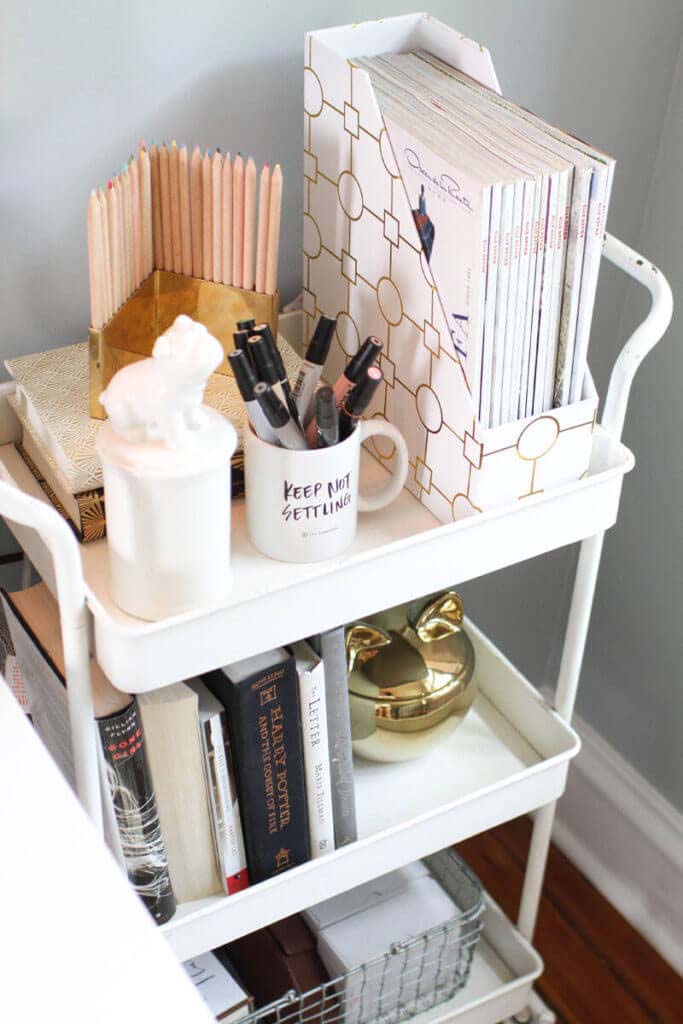 Multi-Layered Trolley With Chic Magazine Storage #bedroom #storage #organization #decorhomeideas