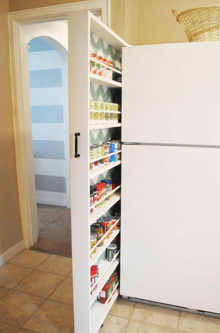 Murphy Bed Inspired Rollout Pantry Concept #spacesaving #storage #organization #decorhomeideas