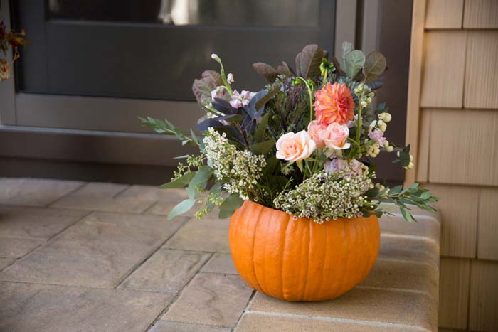 Orange Pumpkin Planter #fall #garden #decoration #decorhomeideas