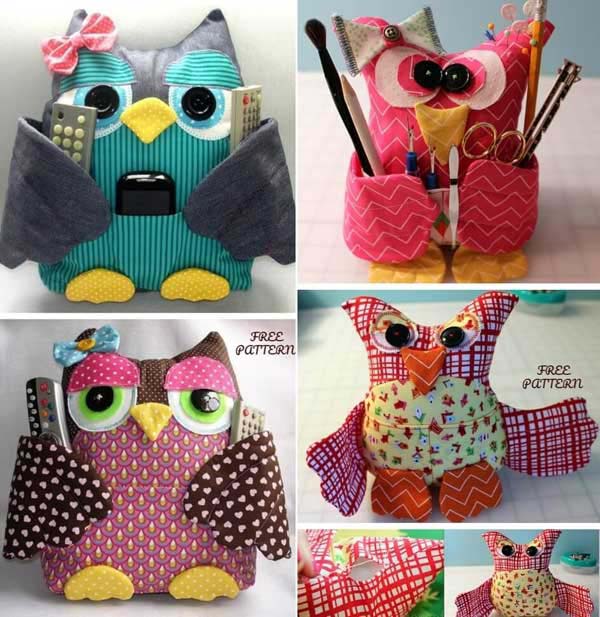 Owl Remote Control or Sewing Tool Storage Caddies #diy #fabric #organizers #storage #decorhomeideas