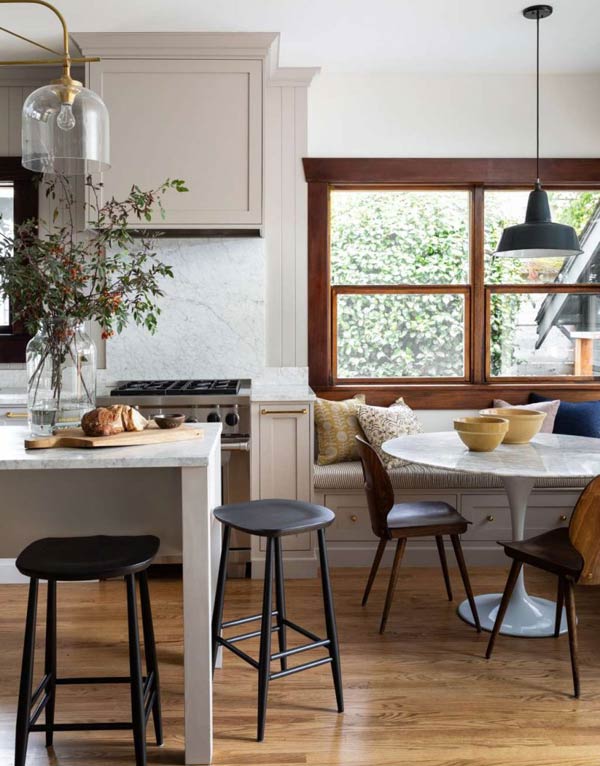 Padded Window Seat Bench Plus a Table #kitchen #bench #decorhomeideas