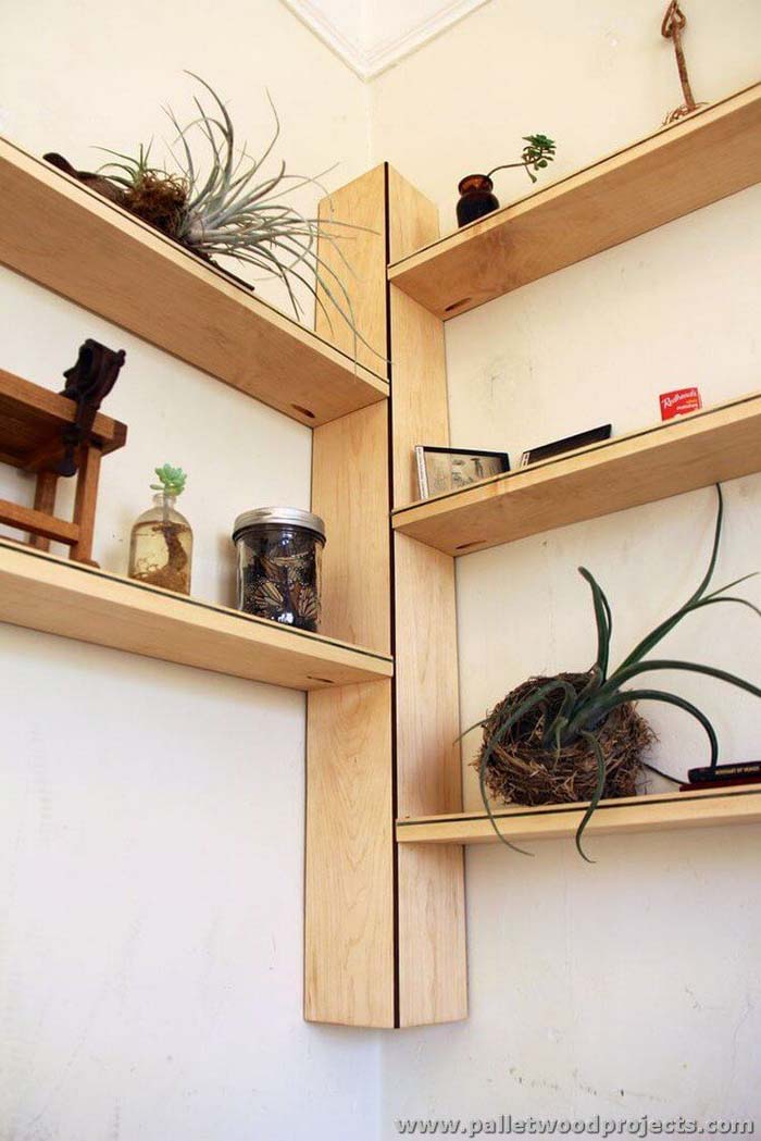 Pallet Corner Shelves For Houseplants #storage #corner #organization #decorhomeideas