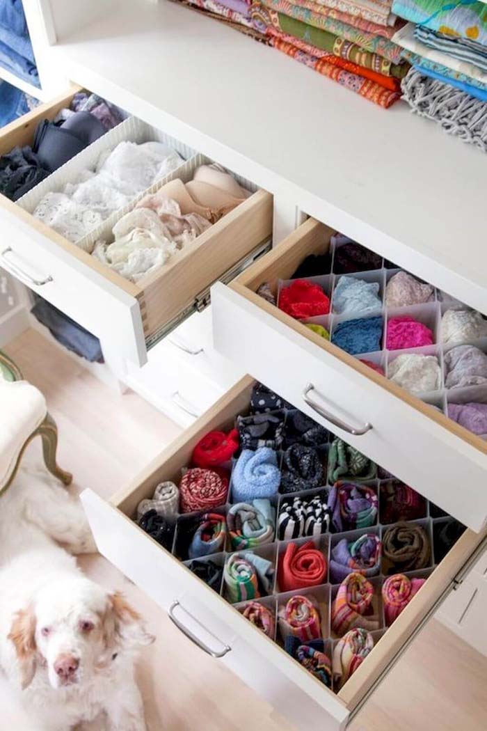 Paper Plastic Shaped Drawer Organizers #bedroom #storage #organization #decorhomeideas