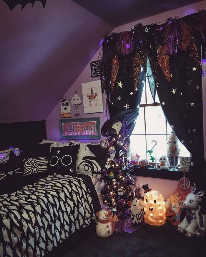 Purple Themed Halloween Kids Room Decor #halloween #kidsroom  #nursery #decorhomeideas