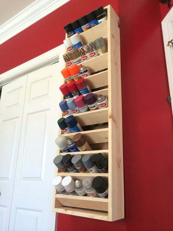 Rainbow Paint Display for Master Crafters #garage #organization #declutter #decorhomeideas