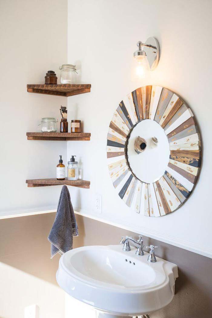 Reclaimed Wood Bathroom Shelves #storage #corner #organization #decorhomeideas