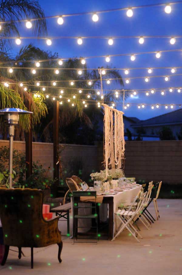 Romantic Backyard Wedding Reception Lighting #stringlight #garden #yard #decorhomeideas