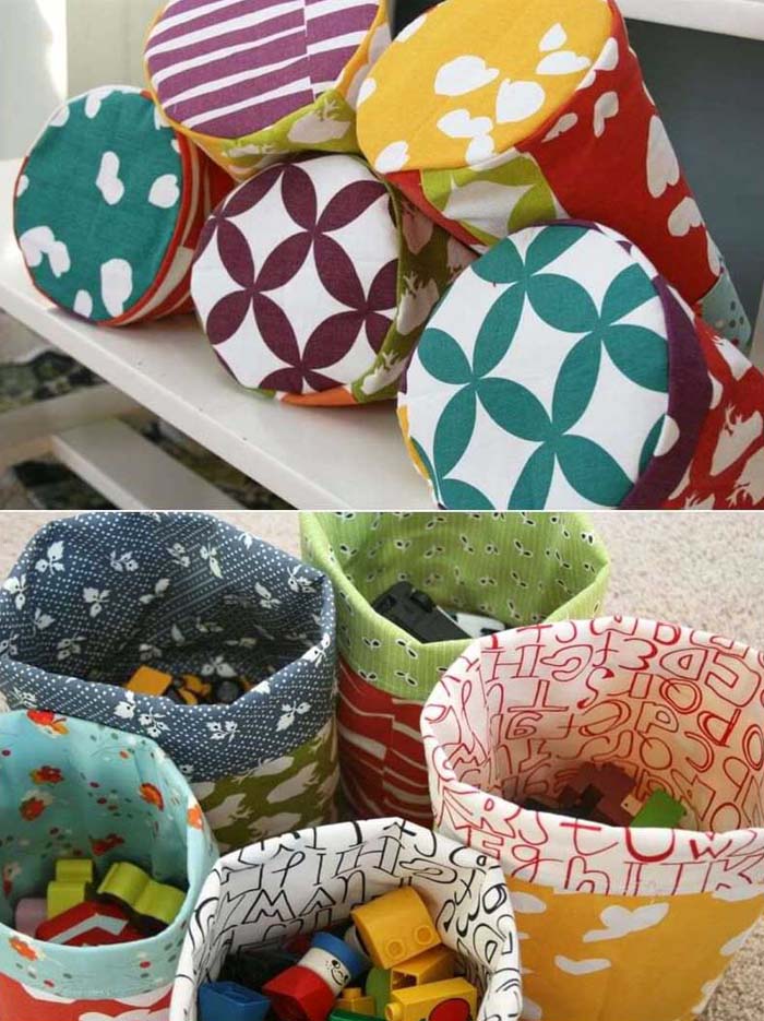 Round Bottom Fabric Storage Bins #diy #fabric #organizers #storage #decorhomeideas