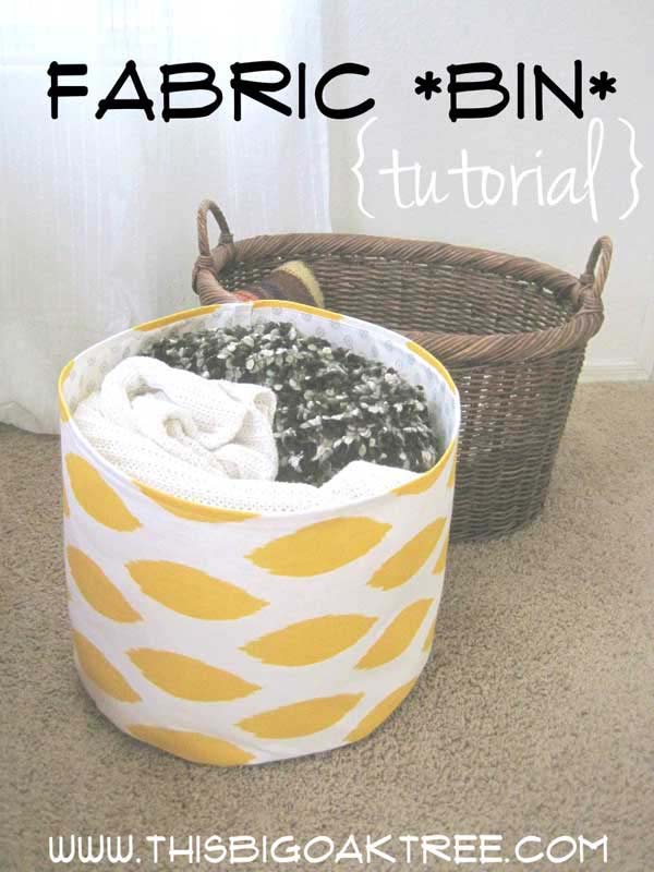 Round Fabric Bin #diy #fabric #organizers #storage #decorhomeideas