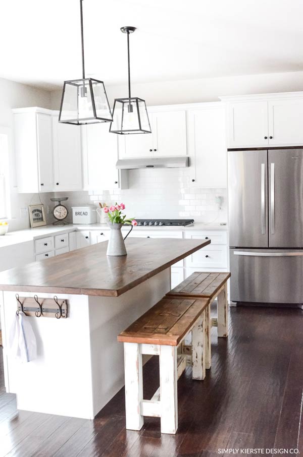 Rustic Benches Expand Island Seating #kitchen #bench #decorhomeideas