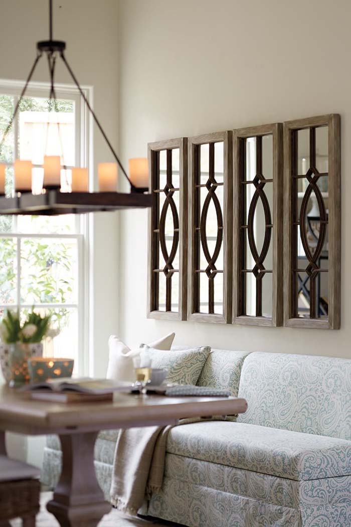 Rustic Craftsman Style Mirror Wall Panels #mirror #decoration #decorhomeideas