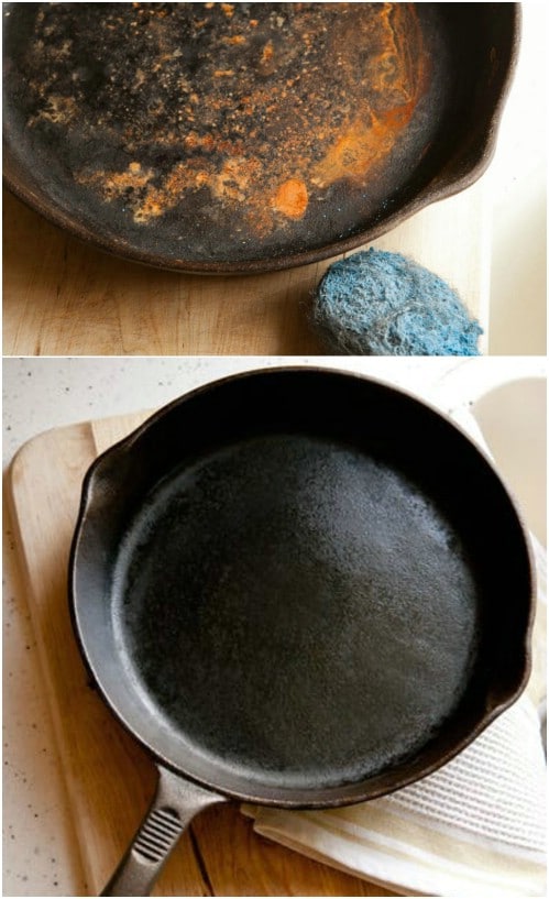 Rusty Cast Iron Skillet Restoration #hacks #restore #houseitems #decorhomeideas