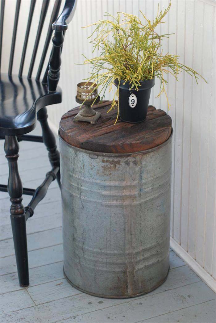 Side Table Made from Galvanized Bucket #galvanized #tub #bucket #decorhomeideas