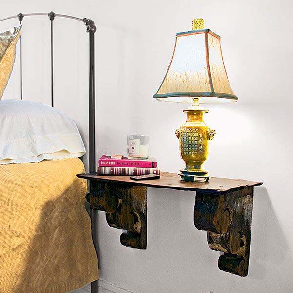 Simple Bedside Lamp and Book Shelf #corbel #decoration #decorhomeideas