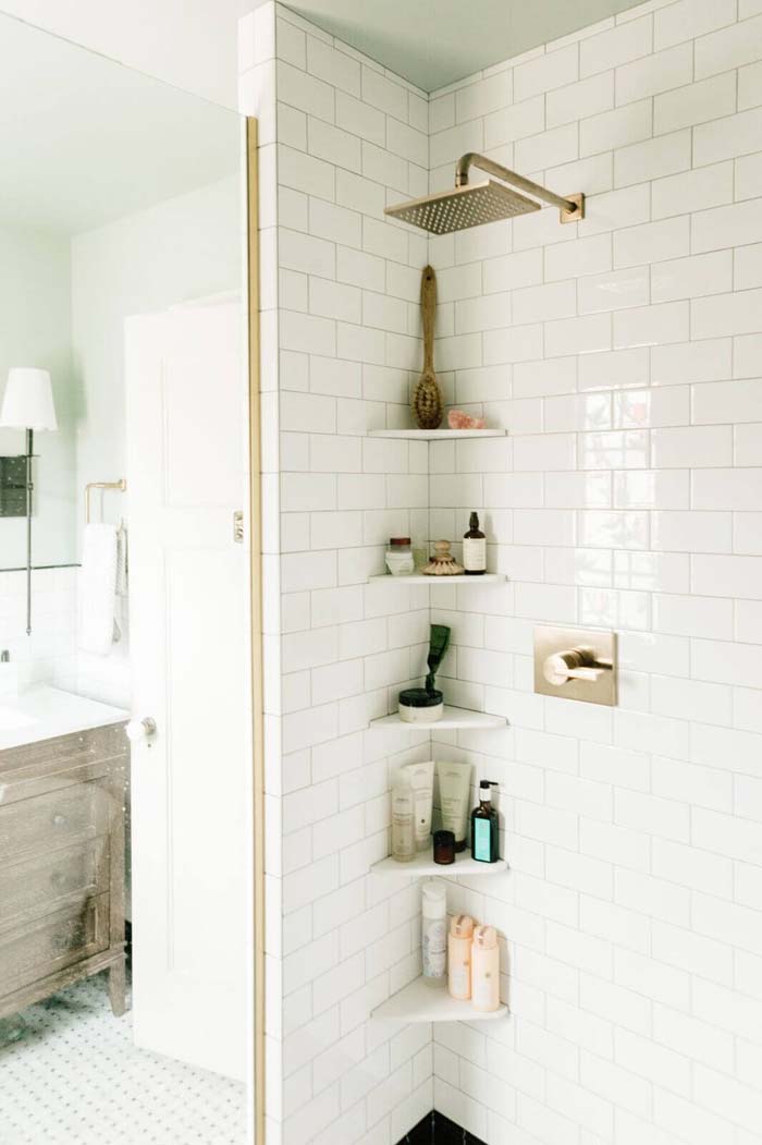 Simple Corner Shelves For Shower #storage #corner #organization #decorhomeideas