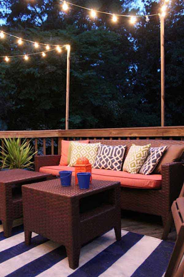Simple DIY Deck String Lights #stringlight #garden #yard #decorhomeideas