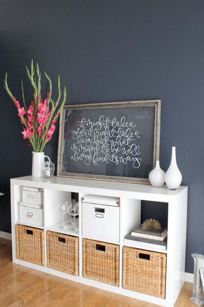 Simply Perfect White and Rattan Storage Cubby #diningroom #storage #decorhomeideas