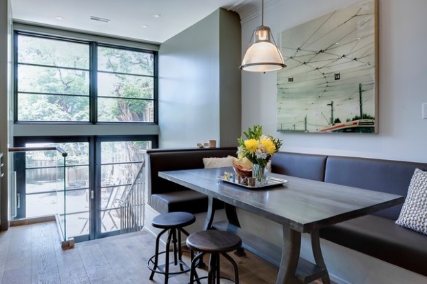 Slick Upholstery and Clean Lines in a Contemporary Home #kitchen #bench #decorhomeideas