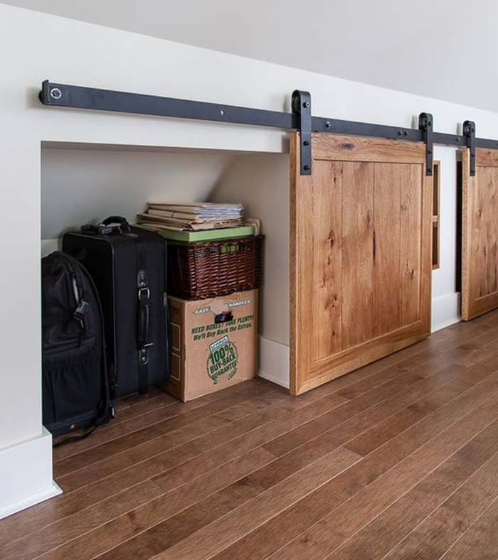 Sliding Barn Door Storage Nooks #spacesaving #storage #organization #decorhomeideas