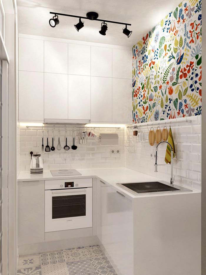 Splashes of Colorful Designs Within Tiny Space #small #kitchen #design #decorhomeideas