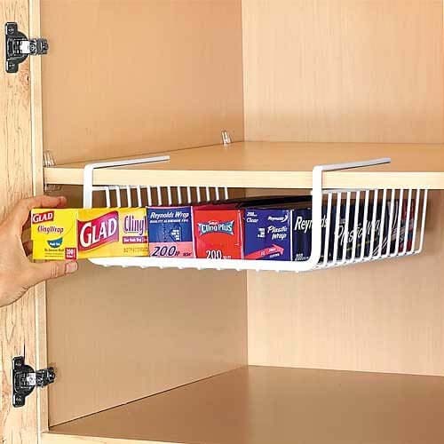 Under-Shelf Kitchen Paper and Wrap Organizer #dollarstore #storage #organization #decorhomeideas