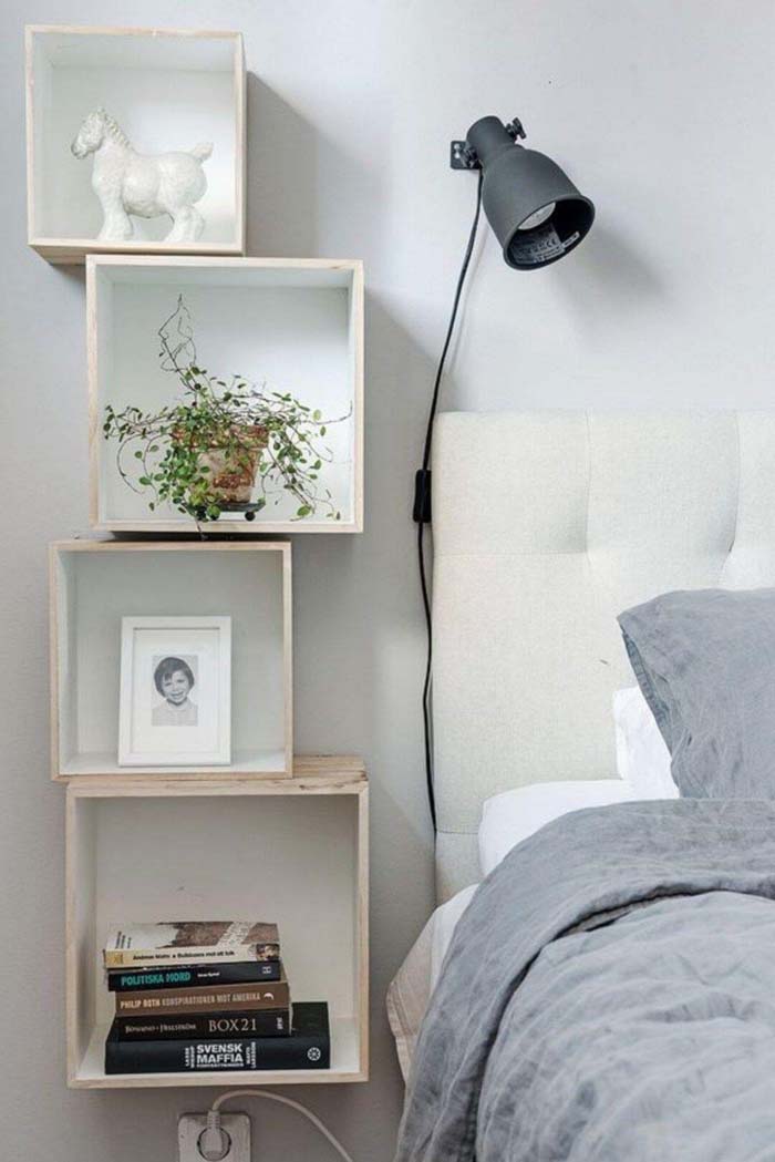 Wooden Set Of Stacked Square Shelves #bedroom #storage #organization #decorhomeideas