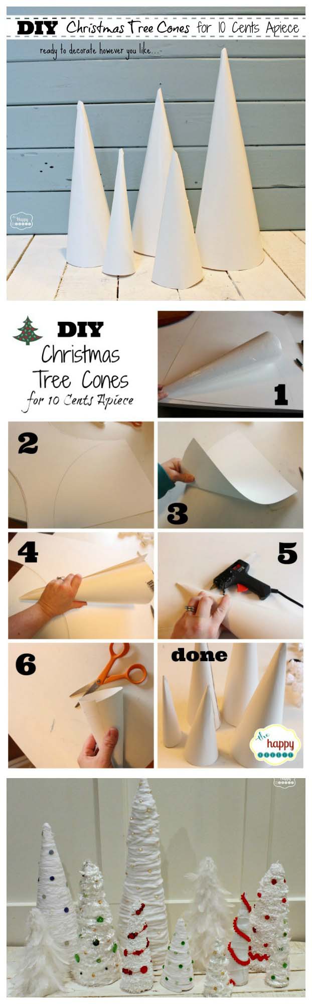 10 Cents a Piece Christmas Tree Cone Craft #Christmas #tree #crafts #decorhomeideas