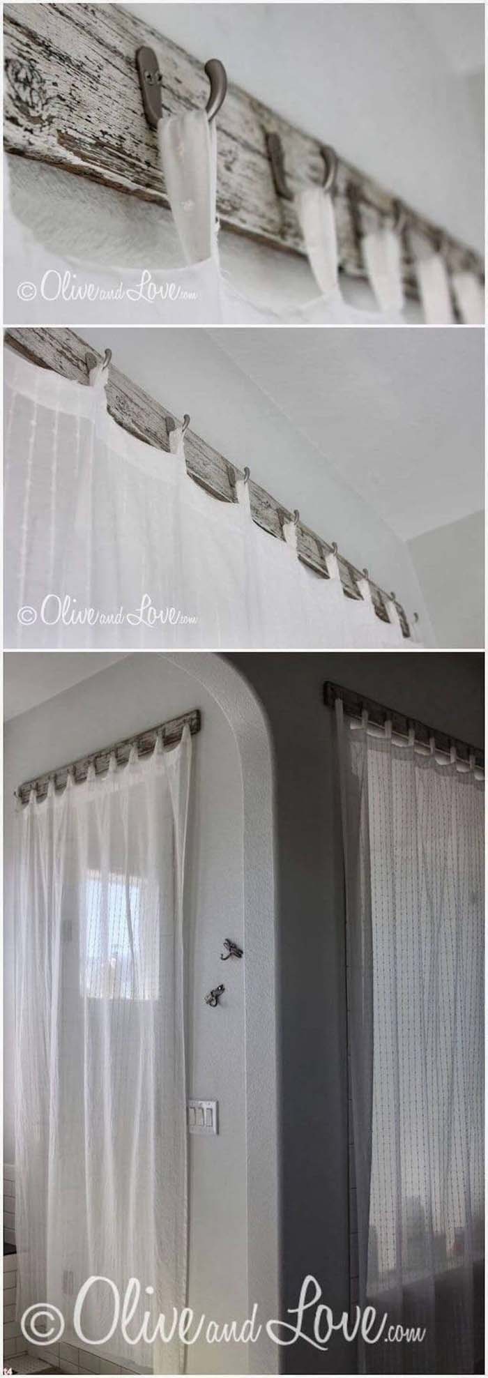 Bathroom Shower Curtains with Reclaimed Wood #diy #wood #crafts #decorhomeideas