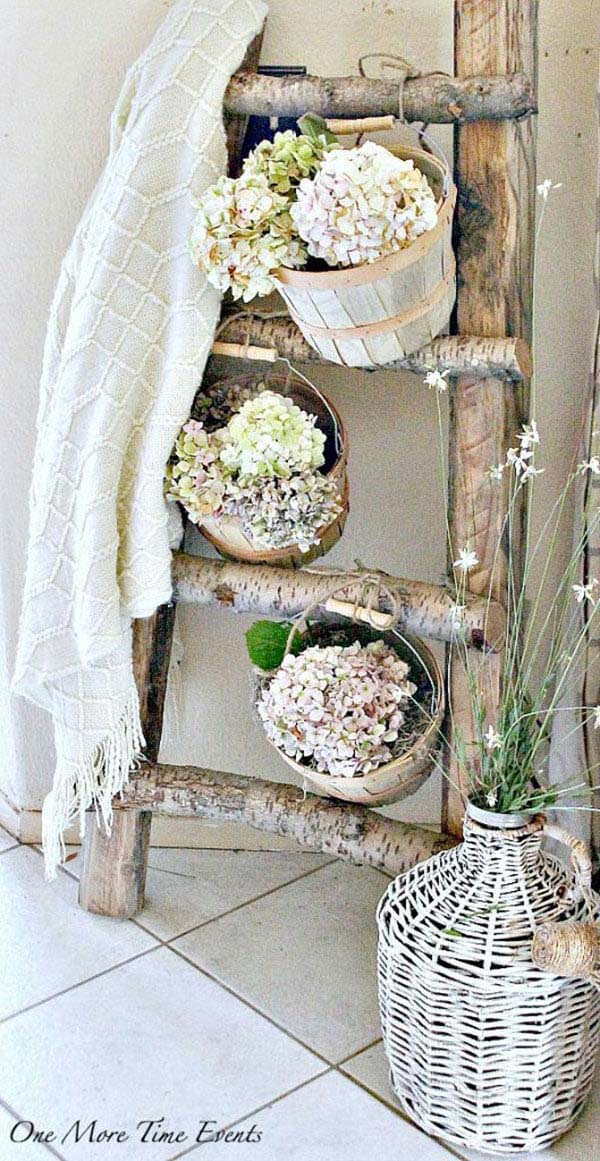 Bespoke Twig Ladder Plant Stand #diy #ladder #repurpose #decorhomeideas