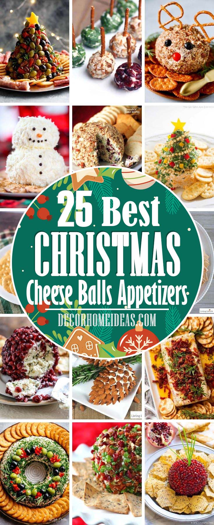 Best Christmas Cheese Balls Appetizers. These Christmas cheese balls appetizers are perfect for kicking off Christmas dinner or a festive holiday party. From snowmen to Christmas trees, these will keep the hunger at bay. #decorhomeideas