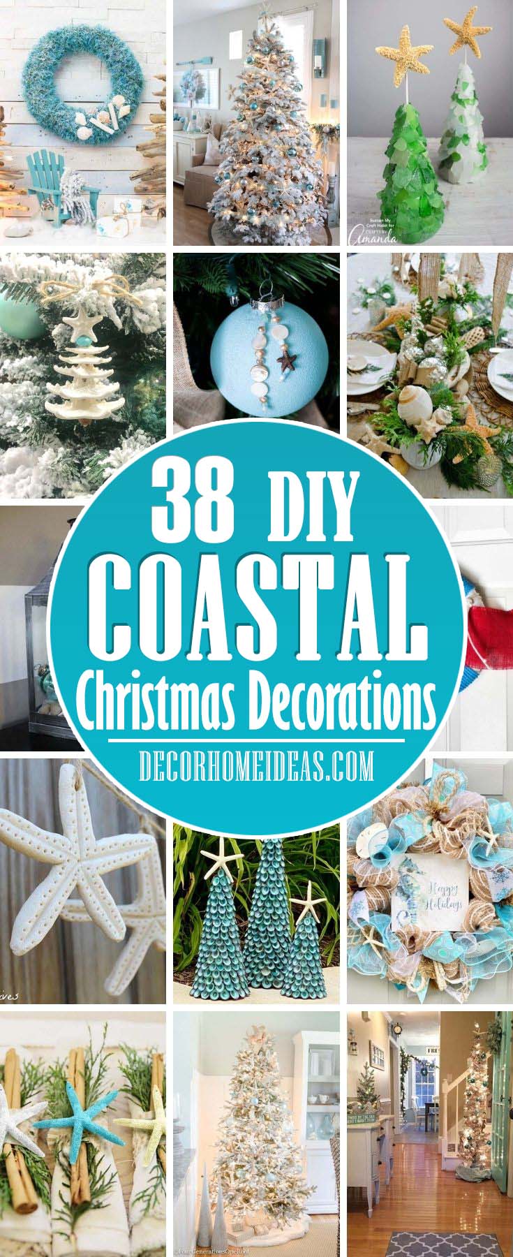 Best DIY Coastal Christmas Decorations. If you love coastal and beachy home decor then these DIY coastal Christmas decorations and ornaments will be your favorites this year. #decorhomeideas