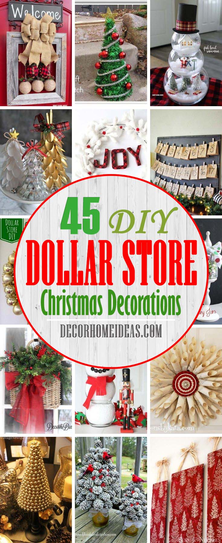 Best DIY Dollar Store Christmas Decorations. Whether you’re planning a downhome family celebration and want some vintage or rustic decor, or you just want to spruce up your old decorations, these Dollar Store decoration projects are perfect for putting the finishing touches on your holiday decorating. #decorhomeideas #dollarstore