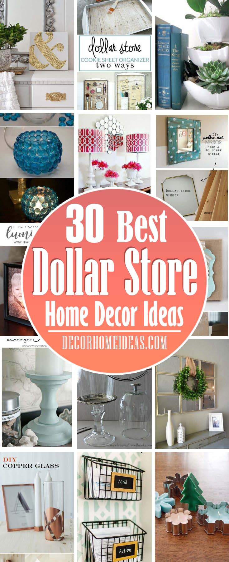 Need to decorate on a budget? These dollar store DIY home decorating ideas and dollar store crafts will brighten up your home in a flash. Think: decorative trays, pretty mirrors, dollar store centerpieces, and more. #decorhomeideas