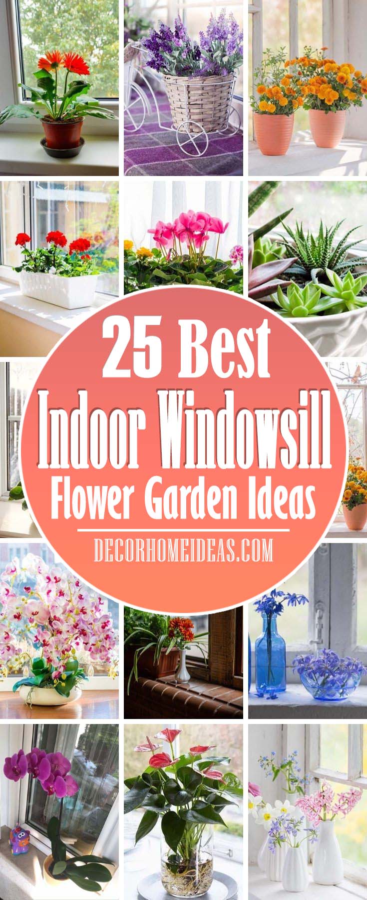 Best Indoor Windowsill Flower Garden Ideas. These space-saving flower pot ideas are just right for a modest indoor garden—whether you're a green thumb or a chronic plant killer. #decorhomeideas