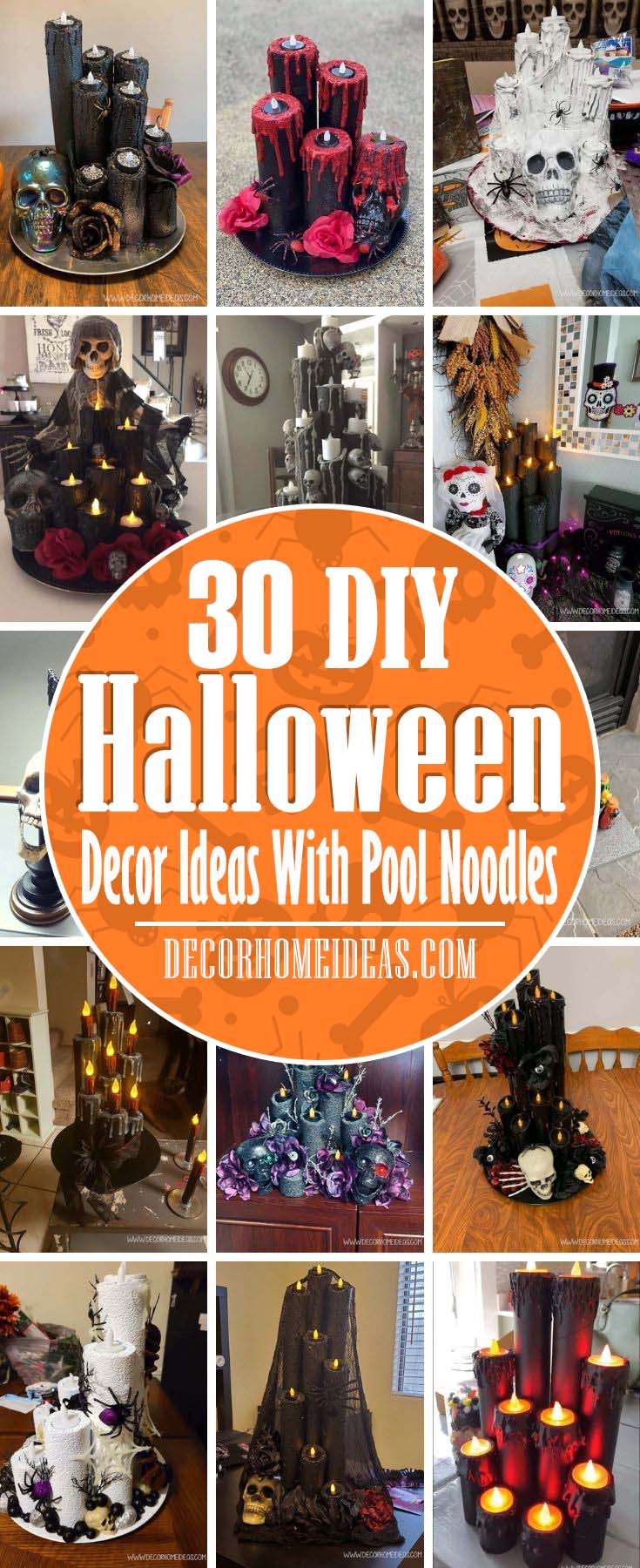 Best Pool Noodles Halloween Decor Centerpieces. Creative ideas to create Halloween centerpieces and decorations with pool noodles. #decorhomeideas