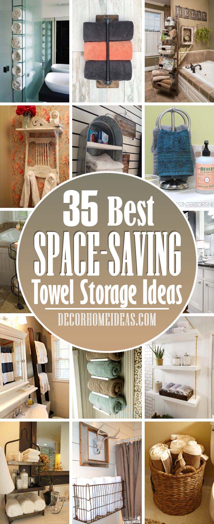 Best Space Saving Towel Storage Ideas Bathroom. Take a look at some smart towel storage ideas that will help you keep your bath towels fresh – and your bathroom tidy and organized. #decorhomeideas