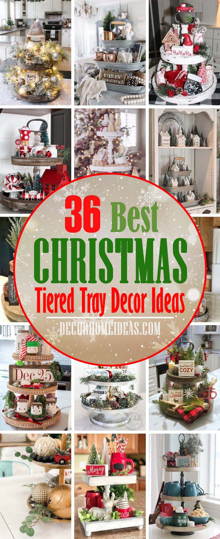 Best Tiered Tray Christmas Decor Ideas. From farmhouse Christmas tiered tray decor ideas to rustic Christmas tiered trays, there are plenty of tiered tray Christmas decor ideas to choose from. #decorhomeideas