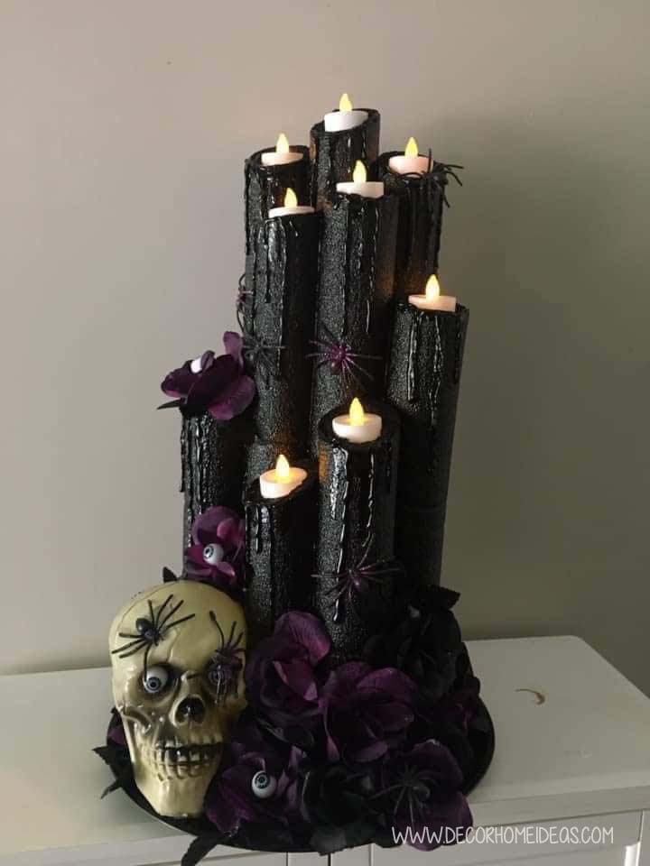 Black Pool Noodle Halloween Centerpiece