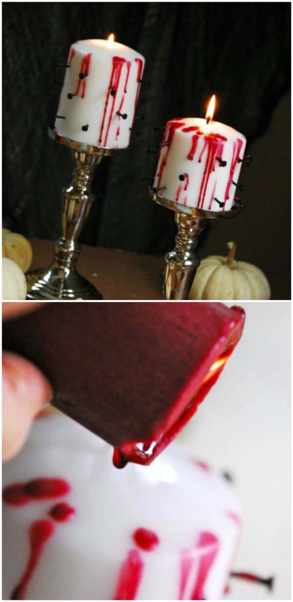 Bleeding Candles #Halloween #Dollarstore #crafts #decorhomeideas