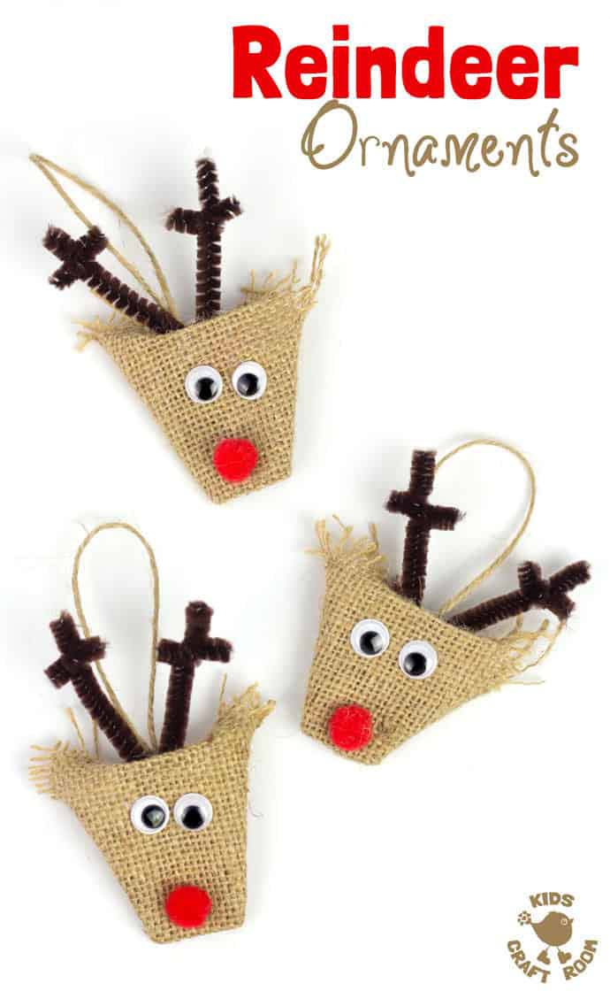 Burlap Reindeer Ornaments #Christmas #dollarstore #diy #decorhomeideas