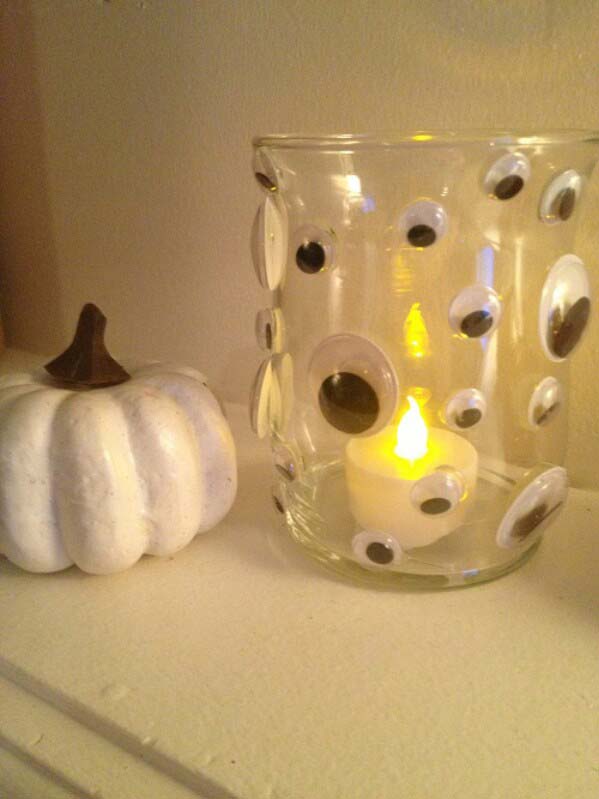 Candle Holders with Eyes #Halloween #Dollarstore #crafts #decorhomeideas