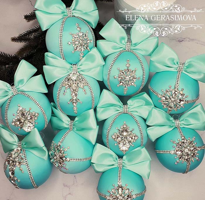 Christmas Rhinestones Aqua Blue