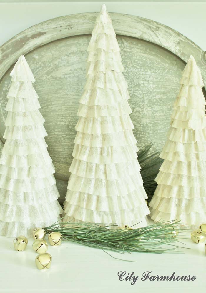 Coffee Filter Christmas Trees #Christmas #tree #crafts #decorhomeideas